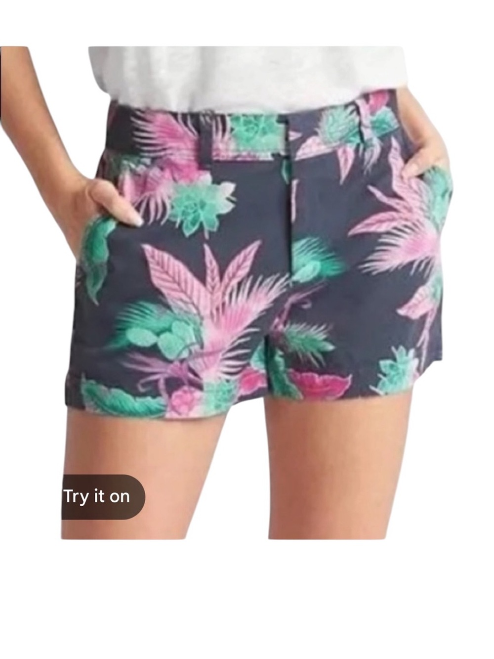 GAP City Shorts Navy Tropical Floral NWT Womens 14